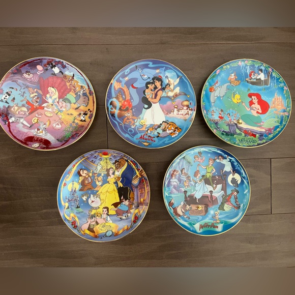 Disney Other - Disney Musical Memories Bradford Exchange Plate Lot Aladdin Peter Alice Beauty